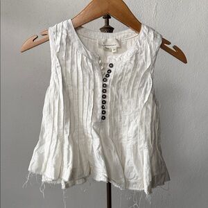 Anthropologie The Lottie Pleated Linen Tank Top Size XXS